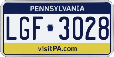 PA license plate LGF3028