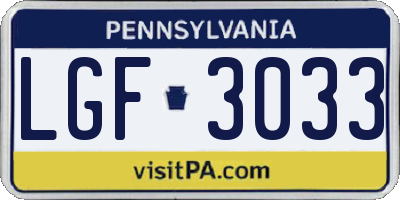 PA license plate LGF3033
