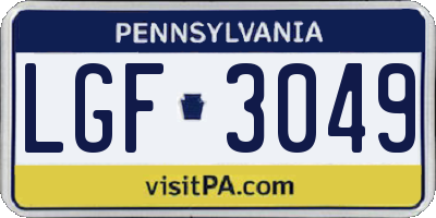 PA license plate LGF3049
