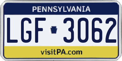 PA license plate LGF3062