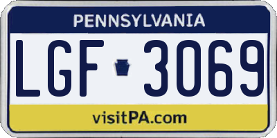 PA license plate LGF3069