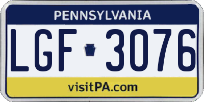 PA license plate LGF3076