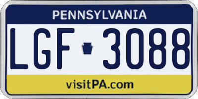 PA license plate LGF3088