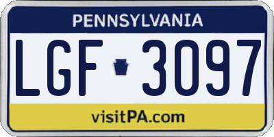 PA license plate LGF3097