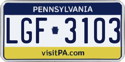 PA license plate LGF3103