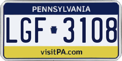 PA license plate LGF3108