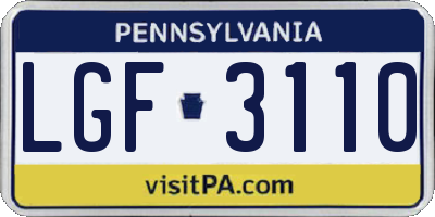 PA license plate LGF3110