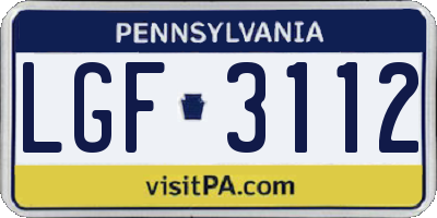 PA license plate LGF3112