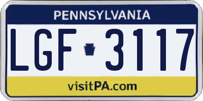 PA license plate LGF3117