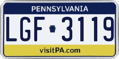 PA license plate LGF3119