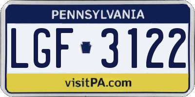 PA license plate LGF3122