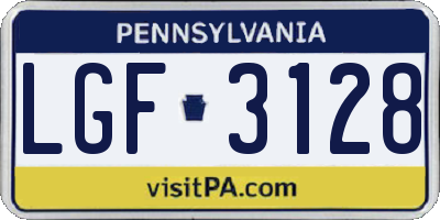 PA license plate LGF3128