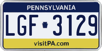 PA license plate LGF3129
