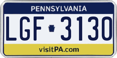 PA license plate LGF3130