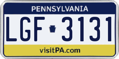 PA license plate LGF3131