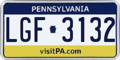 PA license plate LGF3132