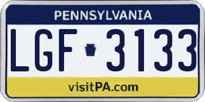 PA license plate LGF3133