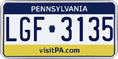 PA license plate LGF3135
