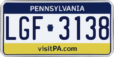 PA license plate LGF3138