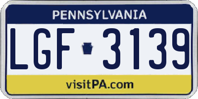 PA license plate LGF3139