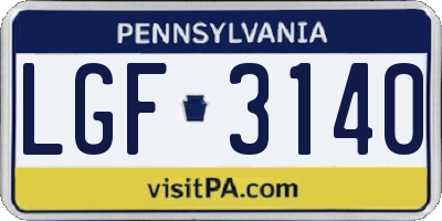 PA license plate LGF3140