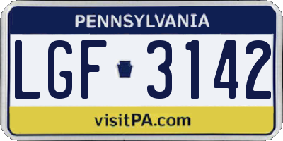 PA license plate LGF3142