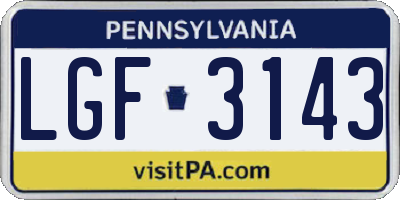PA license plate LGF3143