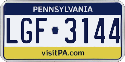 PA license plate LGF3144