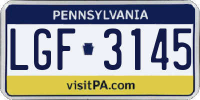 PA license plate LGF3145