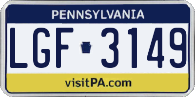 PA license plate LGF3149