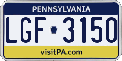 PA license plate LGF3150