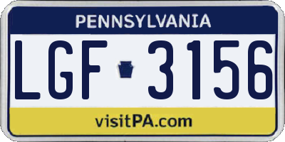 PA license plate LGF3156
