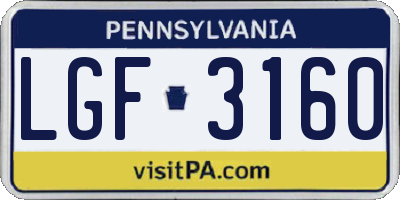 PA license plate LGF3160