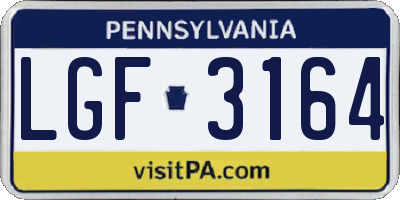 PA license plate LGF3164