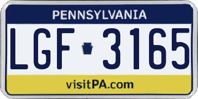 PA license plate LGF3165