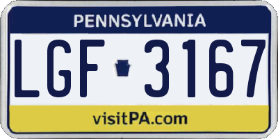 PA license plate LGF3167