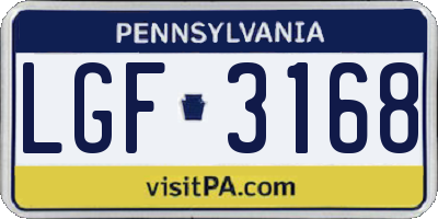 PA license plate LGF3168