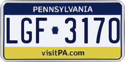 PA license plate LGF3170