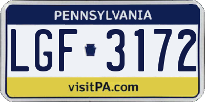 PA license plate LGF3172
