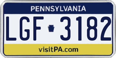 PA license plate LGF3182