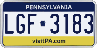 PA license plate LGF3183