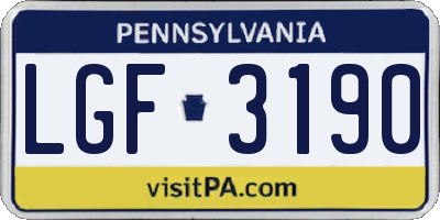 PA license plate LGF3190
