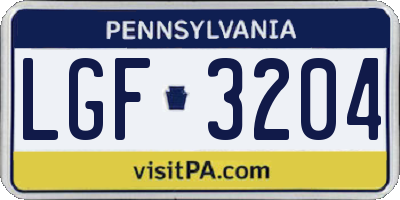 PA license plate LGF3204