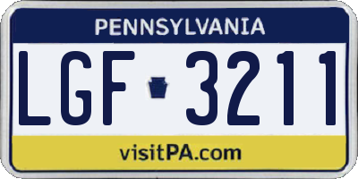 PA license plate LGF3211