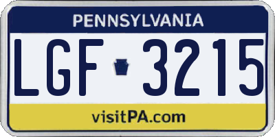 PA license plate LGF3215