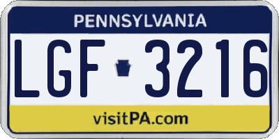 PA license plate LGF3216