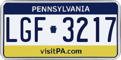 PA license plate LGF3217