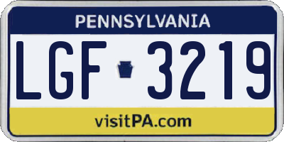 PA license plate LGF3219