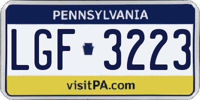 PA license plate LGF3223