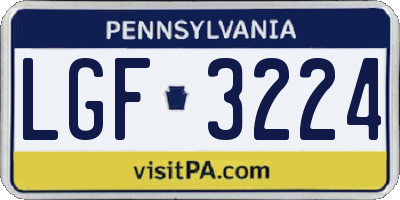 PA license plate LGF3224